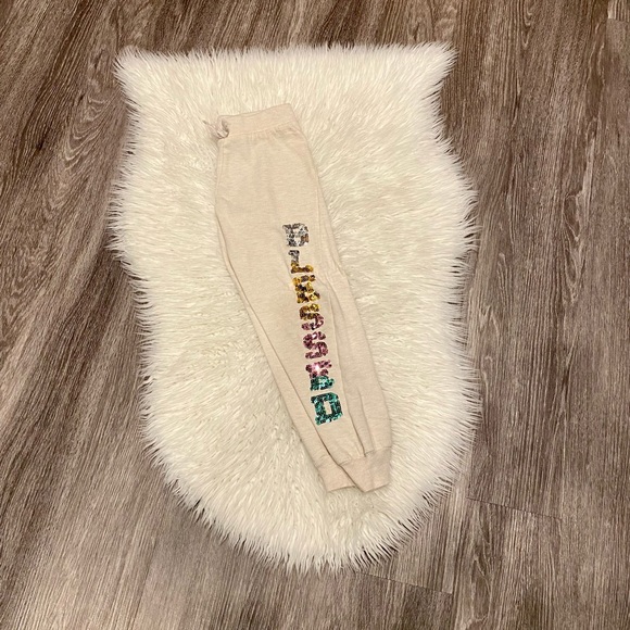 Love Republic Cream Sequins “Blessed” Jogger/Sweatpants Size S 7-8 - Picture 1 of 5